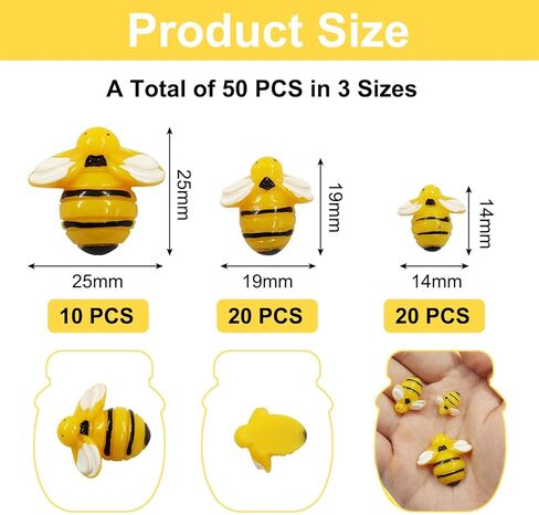 Zorfeter 50 Pcs Tiny Resin Bees, Plastic Bumble Bee Decor for DIY Wreath Embellishments, Small Bee Decorations for Birthday Table Decoration/Party Planners in Saudi Arabia