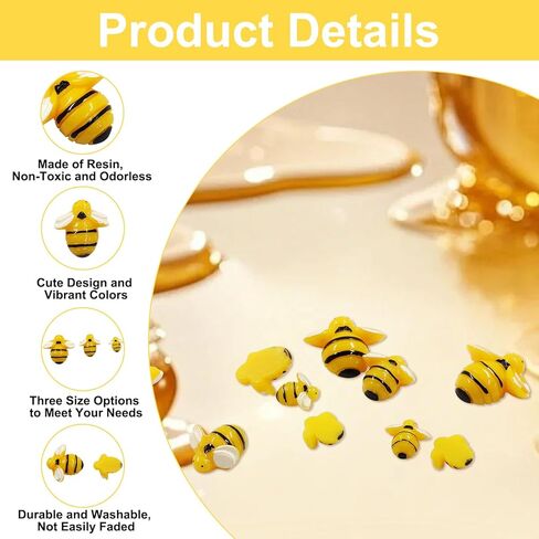 Zorfeter 50 Pcs Tiny Resin Bees, Plastic Bumble Bee Decor for DIY Wreath Embellishments, Small Bee Decorations for Birthday Table Decoration/Party Planners in Saudi Arabia