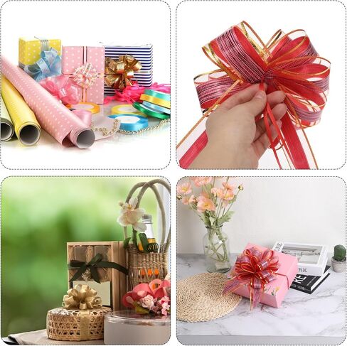 10pcs 4 Inch Large Big Pull Bow with Gold Edge, Organza Car Gift Wrapping Bow Ribbon for Wedding Car Baskets Presents Christmas Bow, Coffee in Saudi Arabia