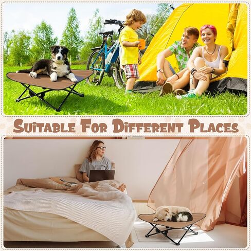 Leinuosen Elevated Dog Bed for Small Dogs 27.5" x 27.5" X8" Camping Chair Dog Portable Folding Raised Pet Cot Warm Outdoor Pet Bed with Breathable Mesh No Slip Feet Matching Carry Bag for Winter in Saudi Arabia