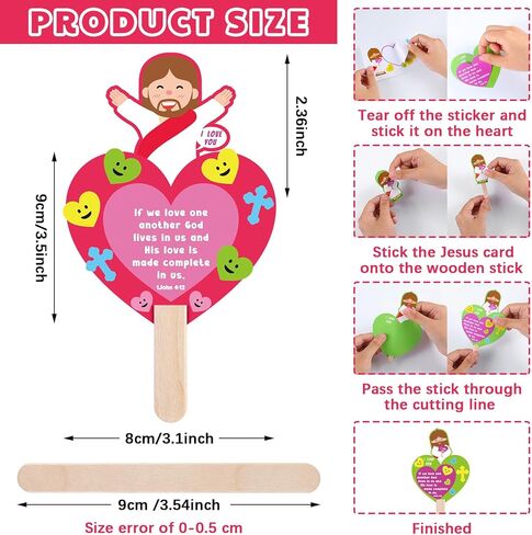 Janlaugh 30 مجموعة أدوات يدوية لعيد الحب الديني DIY Jesus Pop Up Craft هدية دينية مجموعة أعمال يدوية لعيد الحب المسيحي للوازم المدرسية يوم الأحد لحفلات عيد الحب لصالح الأنشطة المنزلية in Saudi Arabia