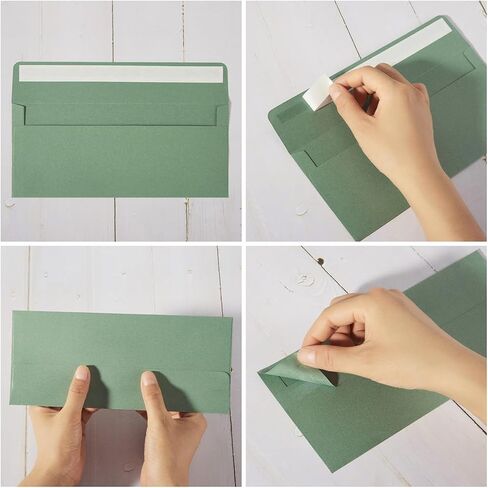 100 حزمة من مظاريف الأعمال باللون الأخضر المريمية رقم 10، مظاريف قياسية ذاتية الغلق لفحص المكاتب، والأعمال التجارية، والفواتير البريدية للرسائل، 4.13 × 9.49 بوصة in Kuwait