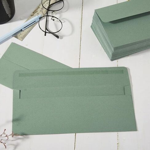 100 حزمة من مظاريف الأعمال باللون الأخضر المريمية رقم 10، مظاريف قياسية ذاتية الغلق لفحص المكاتب، والأعمال التجارية، والفواتير البريدية للرسائل، 4.13 × 9.49 بوصة in Kuwait