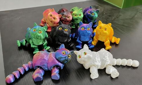3D Printed Articulated Cat, Cute Fat Persian Cat Doll,3D Printed Animals Fidget Toys Decor for Stress Relief, Stocking Stuffers, Desktop Decoration (Red Gold) in Saudi Arabia