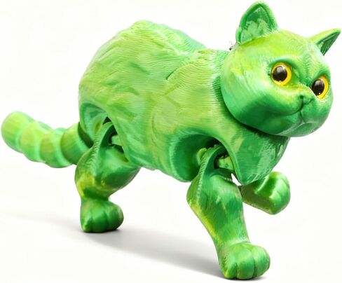 3D Printed Articulated Cat, Cute Fat Persian Cat Doll,3D Printed Animals Fidget Toys Decor for Stress Relief, Stocking Stuffers, Desktop Decoration (Red Gold) in Saudi Arabia