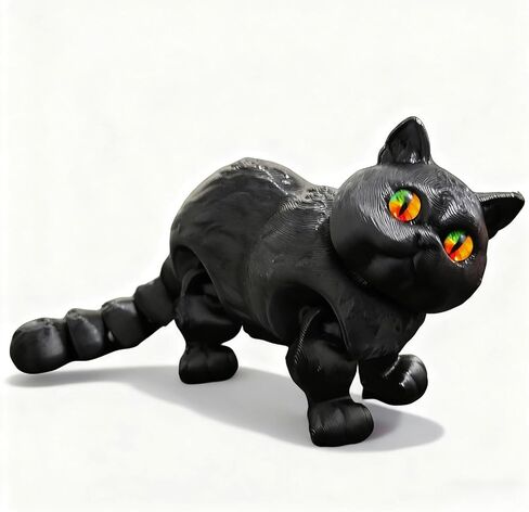 3D Printed Articulated Cat, Cute Fat Persian Cat Doll,3D Printed Animals Fidget Toys Decor for Stress Relief, Stocking Stuffers, Desktop Decoration (Red Gold) in Kuwait