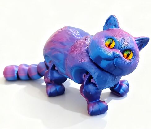 3D Printed Articulated Cat, Cute Fat Persian Cat Doll,3D Printed Animals Fidget Toys Decor for Stress Relief, Stocking Stuffers, Desktop Decoration (Red Gold) in Saudi Arabia