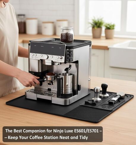 حصيرة صنع القهوة من السيليكون لـ Ninja Luxe ES601 وES701: حصيرة علوية 3 في 1 + حصيرة بار القهوة مقاس 24 بوصة × 16 بوصة + حصيرة ضغط الإسبريسو - سيليكون صالح للطعام، مقاوم للماء، غير قابل للانزلاق، مقاوم للحرارة in Saudi Arabia