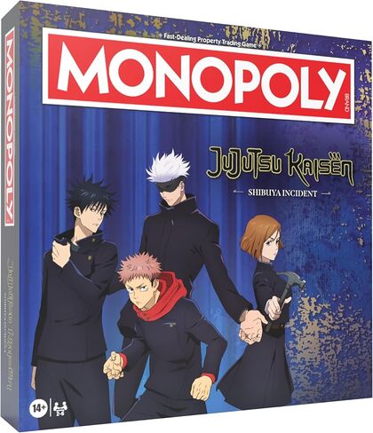 MONOPOLY: Jujutsu Kaisen Edition Board Game, Buy Sell Trade Locations from the Shibuya Incident Arc, Featuring 6 Custom Tokens: Yuji Itadori, Panda, Satoru Gojo & More, Officially Licensed Collectible in Saudi Arabia