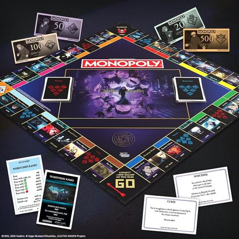 MONOPOLY: Jujutsu Kaisen Edition Board Game, Buy Sell Trade Locations from the Shibuya Incident Arc, Featuring 6 Custom Tokens: Yuji Itadori, Panda, Satoru Gojo & More, Officially Licensed Collectible in Saudi Arabia