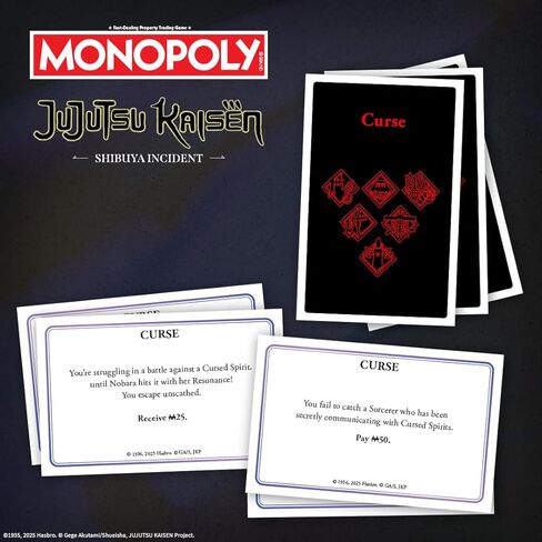 MONOPOLY: Jujutsu Kaisen Edition Board Game, Buy Sell Trade Locations from the Shibuya Incident Arc, Featuring 6 Custom Tokens: Yuji Itadori, Panda, Satoru Gojo & More, Officially Licensed Collectible in Saudi Arabia