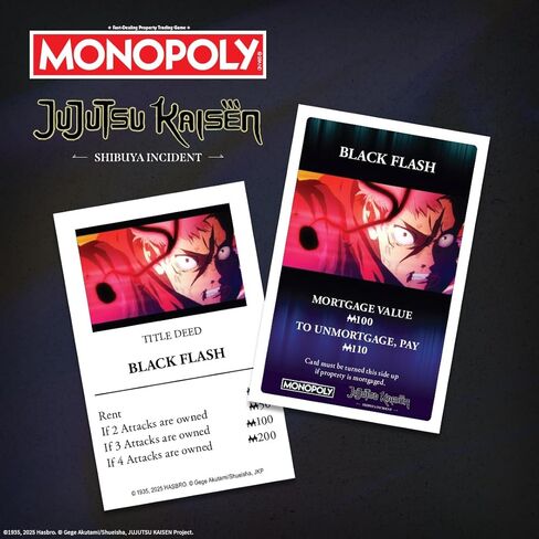 MONOPOLY: Jujutsu Kaisen Edition Board Game, Buy Sell Trade Locations from the Shibuya Incident Arc, Featuring 6 Custom Tokens: Yuji Itadori, Panda, Satoru Gojo & More, Officially Licensed Collectible in Saudi Arabia