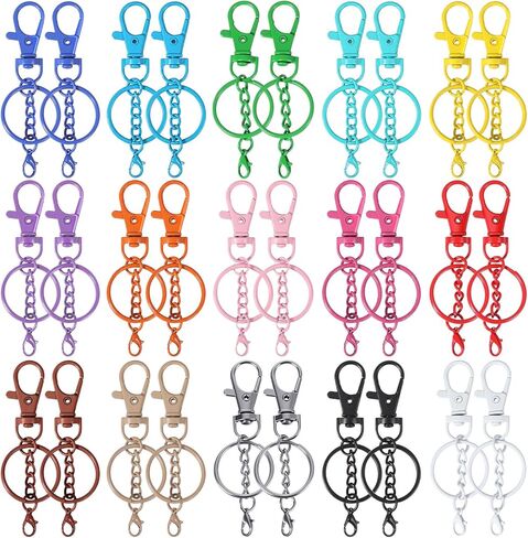 30 Pcs Colorful Swivel Snap Hook with Key Rings Swivel Clasps Snap Hooks Key Chain Clip Hooks Large Lobster Claw Clasps Keychain Hooks for DIY Crafts, Jewelry Making, and Art Projects in Saudi Arabia