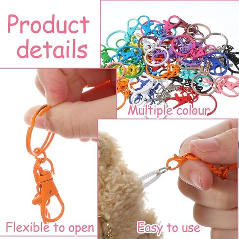 30 Pcs Colorful Swivel Snap Hook with Key Rings Swivel Clasps Snap Hooks Key Chain Clip Hooks Large Lobster Claw Clasps Keychain Hooks for DIY Crafts, Jewelry Making, and Art Projects in Saudi Arabia