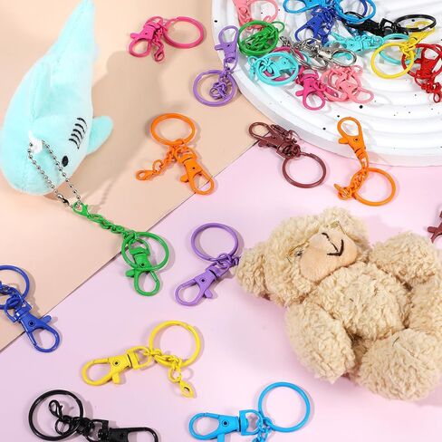 30 Pcs Colorful Swivel Snap Hook with Key Rings Swivel Clasps Snap Hooks Key Chain Clip Hooks Large Lobster Claw Clasps Keychain Hooks for DIY Crafts, Jewelry Making, and Art Projects in Saudi Arabia