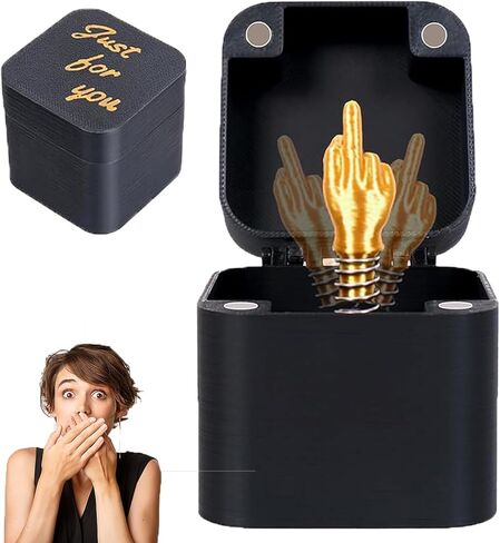 Middle Finger in a Box,Funny 3D Printed Gag Gifts for Adults, Prank Gift Box with Golden Middle Finger, Hilarious Surprise for Men, Perfect White Elephant Gift,Funny Christmas Ideas in Kuwait