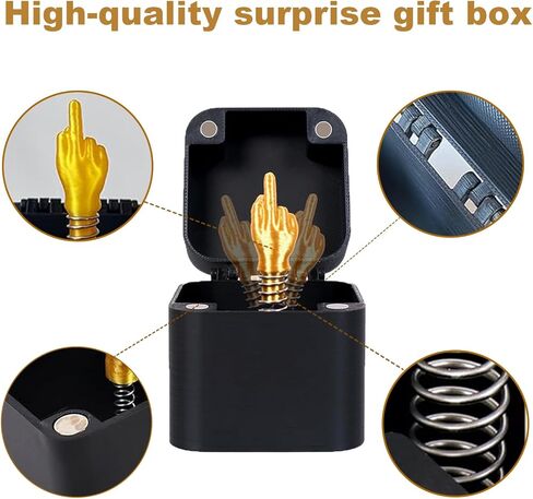 Middle Finger in a Box,Funny 3D Printed Gag Gifts for Adults, Prank Gift Box with Golden Middle Finger, Hilarious Surprise for Men, Perfect White Elephant Gift,Funny Christmas Ideas in Kuwait