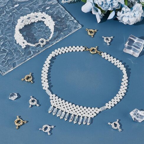 Beebeecraft 1 Box 10Pcs Round Spring Clasps 14K Gold & 925 Sterling Silver Plated Lobster Clasp with Close Rings Necklace Link Connector Charms Open Trigger Jewelry Findings for Necklaces Bracelets in Saudi Arabia