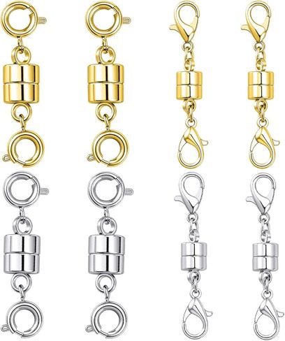 8PCS Magnetic Necklace Clasps and Closures, Magnetic Necklace Clasp, Gold and Silver Plated Jewelry Clasps Converters for Bracelet Necklaces Chain (8pcs Gold B) in Saudi Arabia