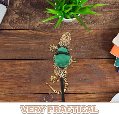 Lizard Backpack Leash Adjustable Reptile Harness with Traction Rope for Outdoor Walking Small Pets Bearded Dragon Gecko Green in Saudi Arabia