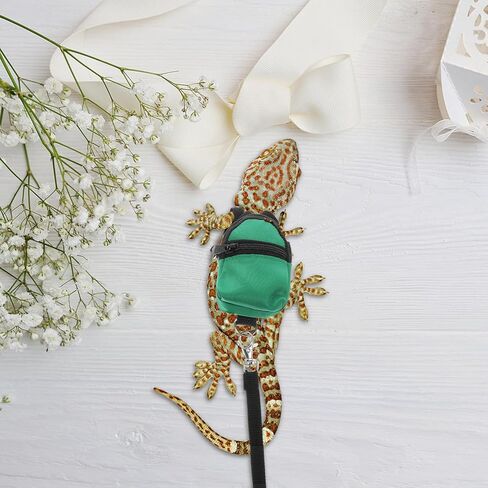 Lizard Backpack Leash Adjustable Reptile Harness with Traction Rope for Outdoor Walking Small Pets Bearded Dragon Gecko Green in Saudi Arabia