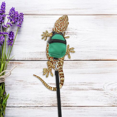 Lizard Backpack Leash Adjustable Reptile Harness with Traction Rope for Outdoor Walking Small Pets Bearded Dragon Gecko Green in Saudi Arabia
