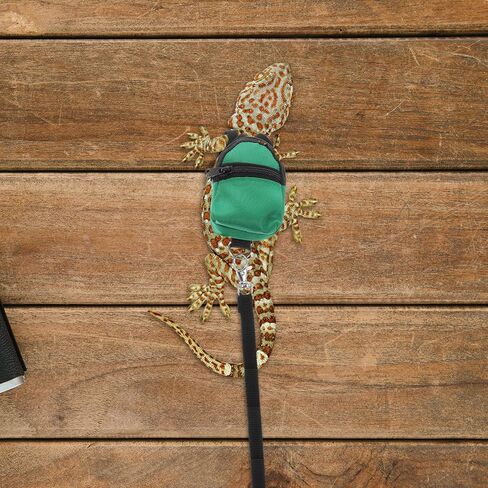 Lizard Backpack Leash Adjustable Reptile Harness with Traction Rope for Outdoor Walking Small Pets Bearded Dragon Gecko Green in Saudi Arabia