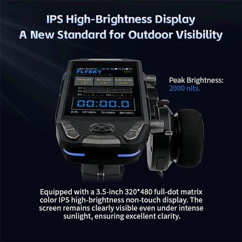 جهاز إرسال Flysky FS-G11P 2.4 جيجا هرتز 11 قناة RC مع جهاز استقبال FS-R11P، بروتوكول ANT 3.5 بوصة IPS عالي السطوع وجهاز إرسال راديو مدمج متعدد الاتجاهات مزدوج in Saudi Arabia