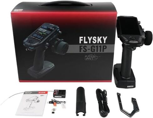 جهاز إرسال Flysky FS-G11P 2.4 جيجا هرتز 11 قناة RC مع جهاز استقبال FS-R11P، بروتوكول ANT 3.5 بوصة IPS عالي السطوع وجهاز إرسال راديو مدمج متعدد الاتجاهات مزدوج in Saudi Arabia