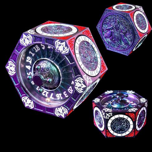 مجموعة نرد DND معدنية 7 في 1 للأبراج المحصنة والتنينات آر بي جي - قمة روليت D20 دوارة + أقراص جانبية متعددة السطوح (D4 D6 D8 D10 D12 D%) - هدية ملحق ألعاب شديدة التحمل (قوس قزح) in Kuwait
