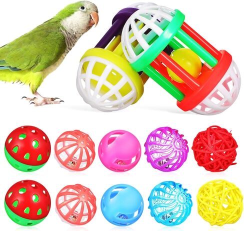 Garneck 12 Pack Parrot Toys Parakeet Bird Chew Balls Foraging Balls Training Bell for Small Birds in Saudi Arabia