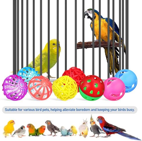 Garneck 12 Pack Parrot Toys Parakeet Bird Chew Balls Foraging Balls Training Bell for Small Birds in Saudi Arabia