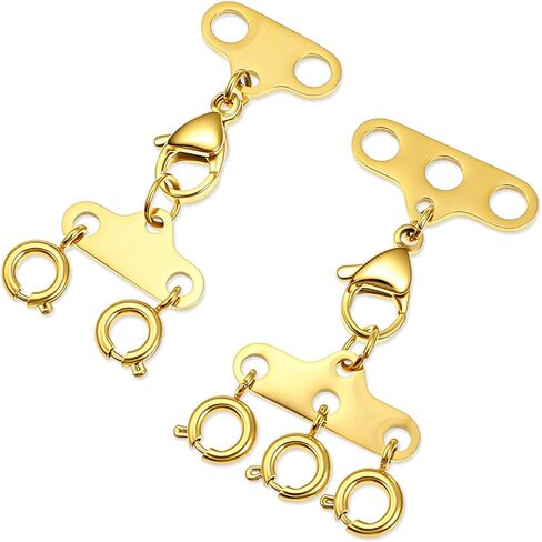 مشابك طبقات للقلادة، قطعتان من موصلات متعددة الخيوط، فاصل من الفولاذ المقاوم للصدأ للقلائد والسلاسل القابلة للتكديس، ذهبي in Kuwait