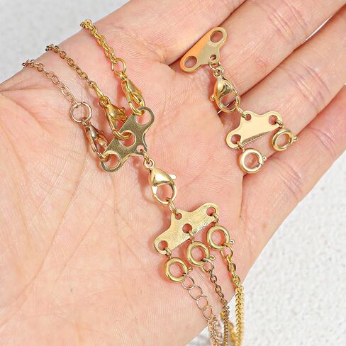 مشابك طبقات للقلادة، قطعتان من موصلات متعددة الخيوط، فاصل من الفولاذ المقاوم للصدأ للقلائد والسلاسل القابلة للتكديس، ذهبي in Kuwait