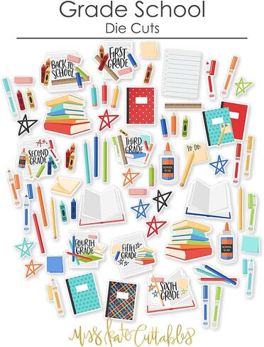 Paper Die Cuts - Grade School - Over 60 Cardstock Scrapbook Die Cuts - by Miss Kate Cuttables in Saudi Arabia