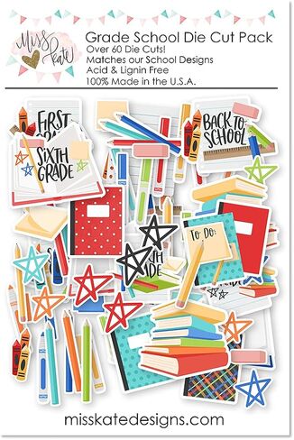 Paper Die Cuts - Grade School - Over 60 Cardstock Scrapbook Die Cuts - by Miss Kate Cuttables in Saudi Arabia