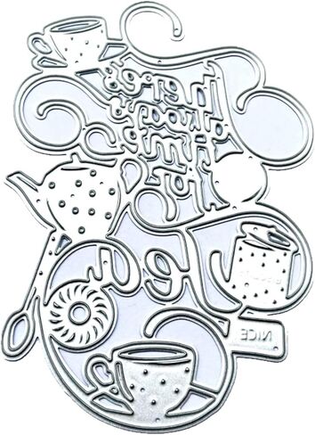 Teapots Die Cut for Card Making, Teacups Metal Cutting Dies Congratulations Die Cuts Happy Birthday Embossing Stencils Template for DIY Scrap-Booking Decor Wedding Birthday Blessing Card in Saudi Arabia