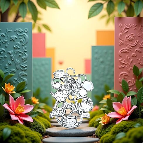Teapots Die Cut for Card Making, Teacups Metal Cutting Dies Congratulations Die Cuts Happy Birthday Embossing Stencils Template for DIY Scrap-Booking Decor Wedding Birthday Blessing Card in Saudi Arabia