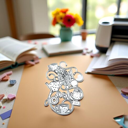 Teapots Die Cut for Card Making, Teacups Metal Cutting Dies Congratulations Die Cuts Happy Birthday Embossing Stencils Template for DIY Scrap-Booking Decor Wedding Birthday Blessing Card in Saudi Arabia