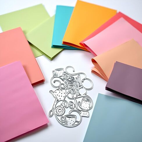 Teapots Die Cut for Card Making, Teacups Metal Cutting Dies Congratulations Die Cuts Happy Birthday Embossing Stencils Template for DIY Scrap-Booking Decor Wedding Birthday Blessing Card in Saudi Arabia