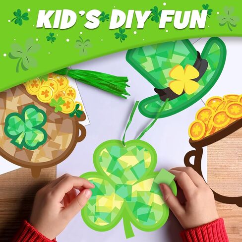 42 عبوة من الحرف اليدوية لعيد القديس باتريك للأطفال، وعاء شامروك من الذهب وقبعة الجني الذهبية، مجموعة مناديل ورقية فنية هدية للأنشطة الصفية للعبة سانت باتريك الأيرلندية وديكور الحفلات in Kuwait
