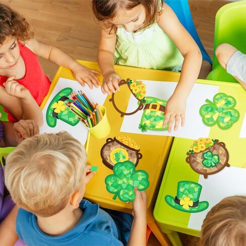 42 عبوة من الحرف اليدوية لعيد القديس باتريك للأطفال، وعاء شامروك من الذهب وقبعة الجني الذهبية، مجموعة مناديل ورقية فنية هدية للأنشطة الصفية للعبة سانت باتريك الأيرلندية وديكور الحفلات in Kuwait