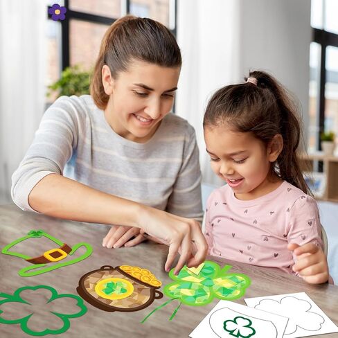 42 عبوة من الحرف اليدوية لعيد القديس باتريك للأطفال، وعاء شامروك من الذهب وقبعة الجني الذهبية، مجموعة مناديل ورقية فنية هدية للأنشطة الصفية للعبة سانت باتريك الأيرلندية وديكور الحفلات in Kuwait