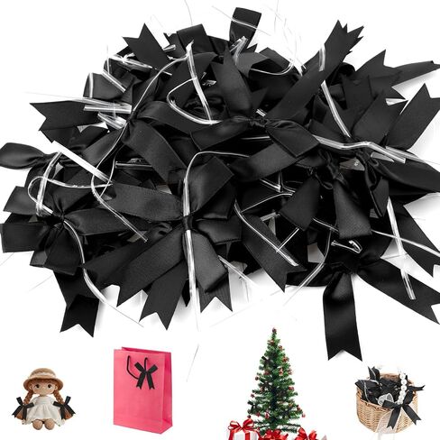 50 PCS Twist Tie Bows 3 Inch Pink Ribbon Bow Christmas Bows for Gift Wrapping Birthday Wedding Party Baby Shower Crafts Christmas Trees Decorations in Saudi Arabia