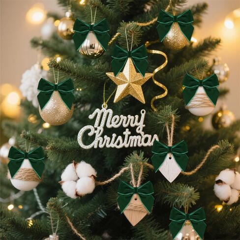 50 PCS Dark Green Velvet Bows for Christmas Tree, 2.75" Small Velvet Ribbon Bows for Gift Wrapping, Mini Bows for Crafts, Bow Decorations for Party Baby Shower Birthday Wedding (Dark Green, 50PCS) in Saudi Arabia