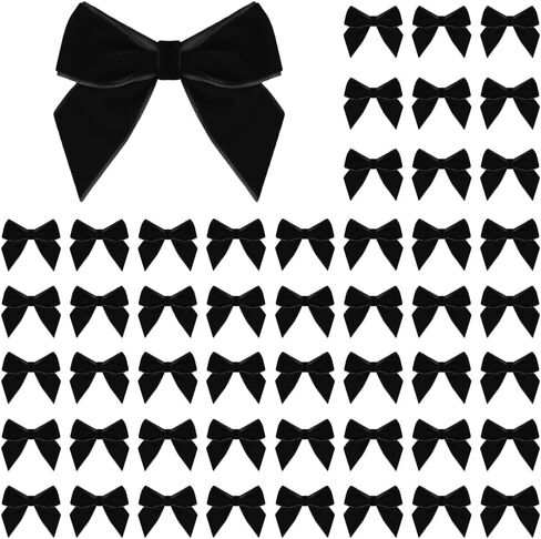 50 PCS Dark Green Velvet Bows for Christmas Tree, 2.75" Small Velvet Ribbon Bows for Gift Wrapping, Mini Bows for Crafts, Bow Decorations for Party Baby Shower Birthday Wedding (Dark Green, 50PCS) in Saudi Arabia