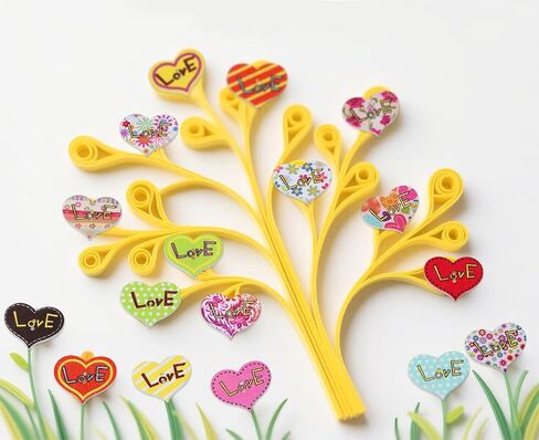 Penta Angel Mixed Heart Shape Buttons 50Pcs Assorted Pattern & Color Flat Back 2 Holes Love Wooden Painting Buttons Embellishments for Craft Sewing Scrapbooking DIY Valentine’s Day Decor (50) in Saudi Arabia