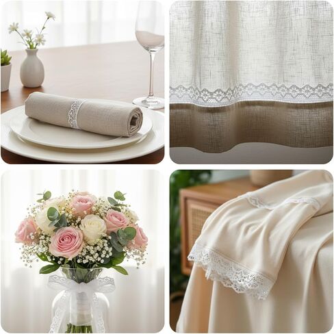4x10 Yards White Lace Ribbon, 4 Rolls 0.55 Inch Hollow Wide Lace Trim Ribbon, Hollow Sewing Flower Fabric Roll Trim Sewing Crafts for Wedding Decoration, Bouquet, Gift Packaging Wrapping(White) in Saudi Arabia
