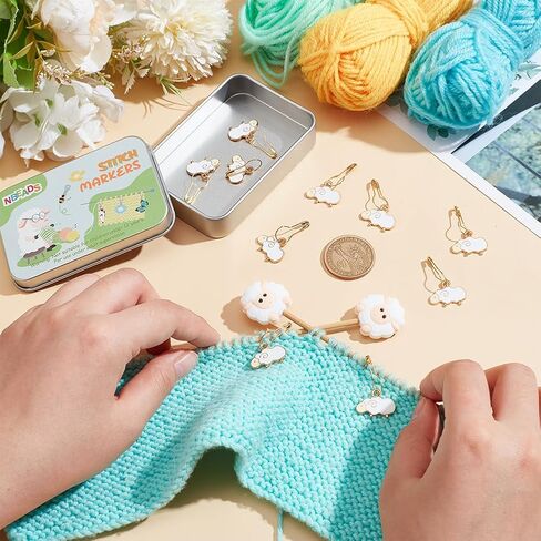 NBEADS 12 Pcs Stitch Markers Kits, Including 10 Pcs Sheep Stitch Markers 2 Pcs Sheep Knitting Needle Stoppers DIY Knitting Tool Sets Alloy Enamel Knitting Stitch Markers for Handmade Crafts in Saudi Arabia
