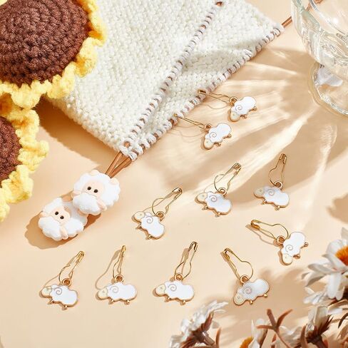 NBEADS 12 Pcs Stitch Markers Kits, Including 10 Pcs Sheep Stitch Markers 2 Pcs Sheep Knitting Needle Stoppers DIY Knitting Tool Sets Alloy Enamel Knitting Stitch Markers for Handmade Crafts in Saudi Arabia